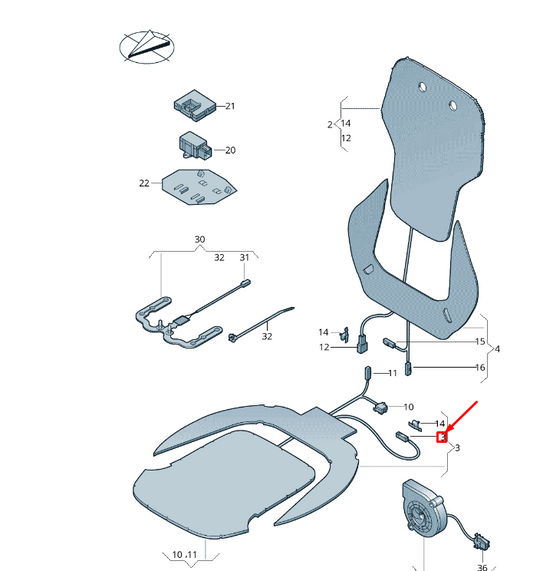new vw touareg 7p front seat heat elem flat contact housing 3c0973332a original