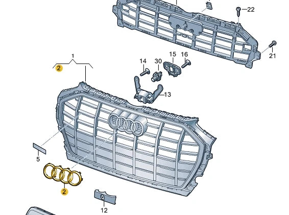 NEW AUDI Q5 FY FRONT BUMPER RADIATOR GRILLE BADGE 80A853605CT94 ORIGINAL
