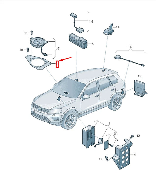 NEW VW TOUAREG 7P MK2 DASHBOARD CENTER LOUDSPEAKER HOLDER 7P6035243