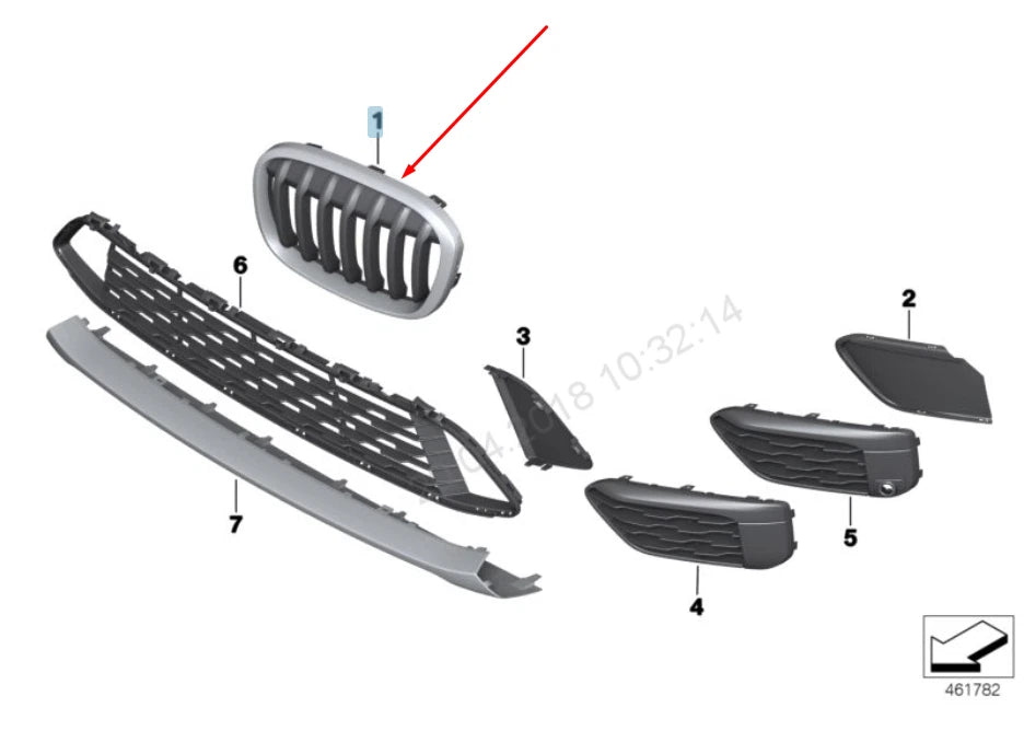 NEW BMW X1 F48 RADIATOR RIGHT GRILLE X LINE 51117383366 7383366 2015 ORIGINAL