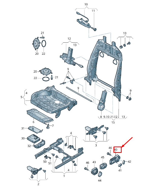 new audi a8 4h front right seat switch lhd 4h0959748a original