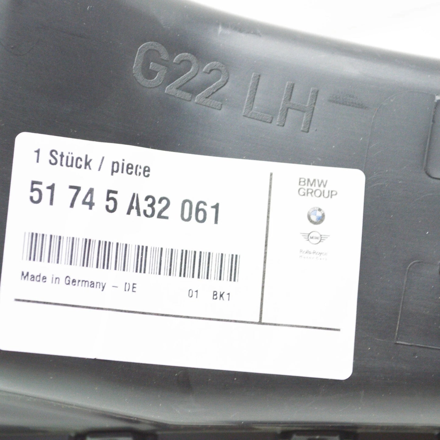 NEW BMW 4 COUPE G22 FRONT LEFT BRAKE AIR DUCT TUBE 51745A32061 ORIGINAL