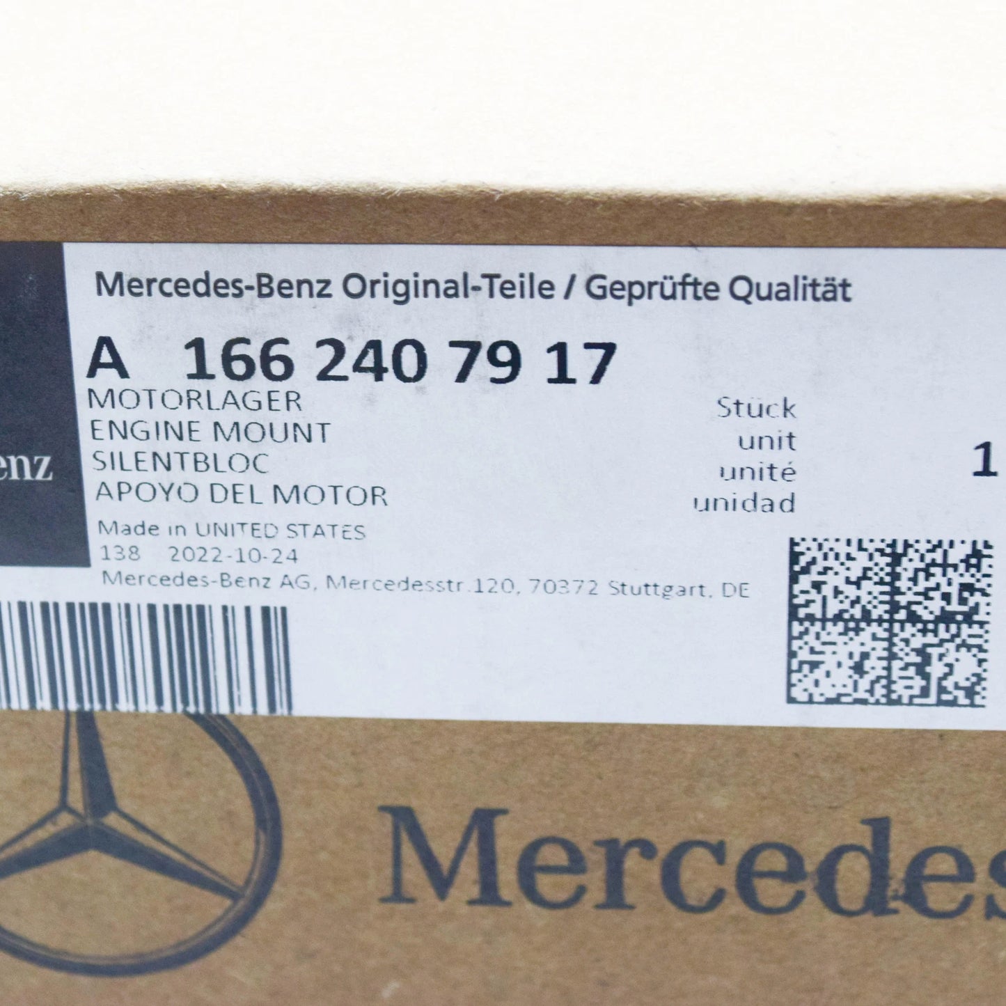 NEW MERCEDES-BENZ ML W166 FRONT RIGHT ENGINE SUPPORT A1662407917 ORIGINAL