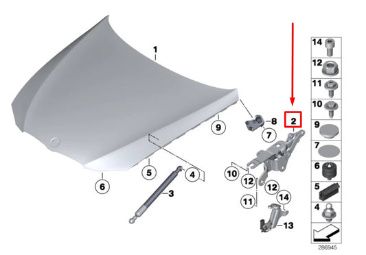 NEW BMW 3 E90 FRONT RIGHT BONNET HINGE 7210678 41617210678 ORIGINAL