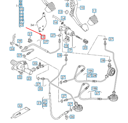 NEW VOLKSWAGEN JETTA A5 CLUTCH LINE LHD 1K1721465BB ORIGINAL