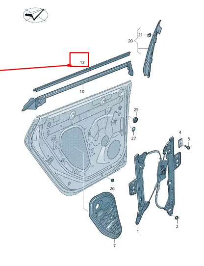 NEW VW ARTEON 3H REAR LEFT OUTER WINDOW APERTURE SEAL 3G8839475SVNH