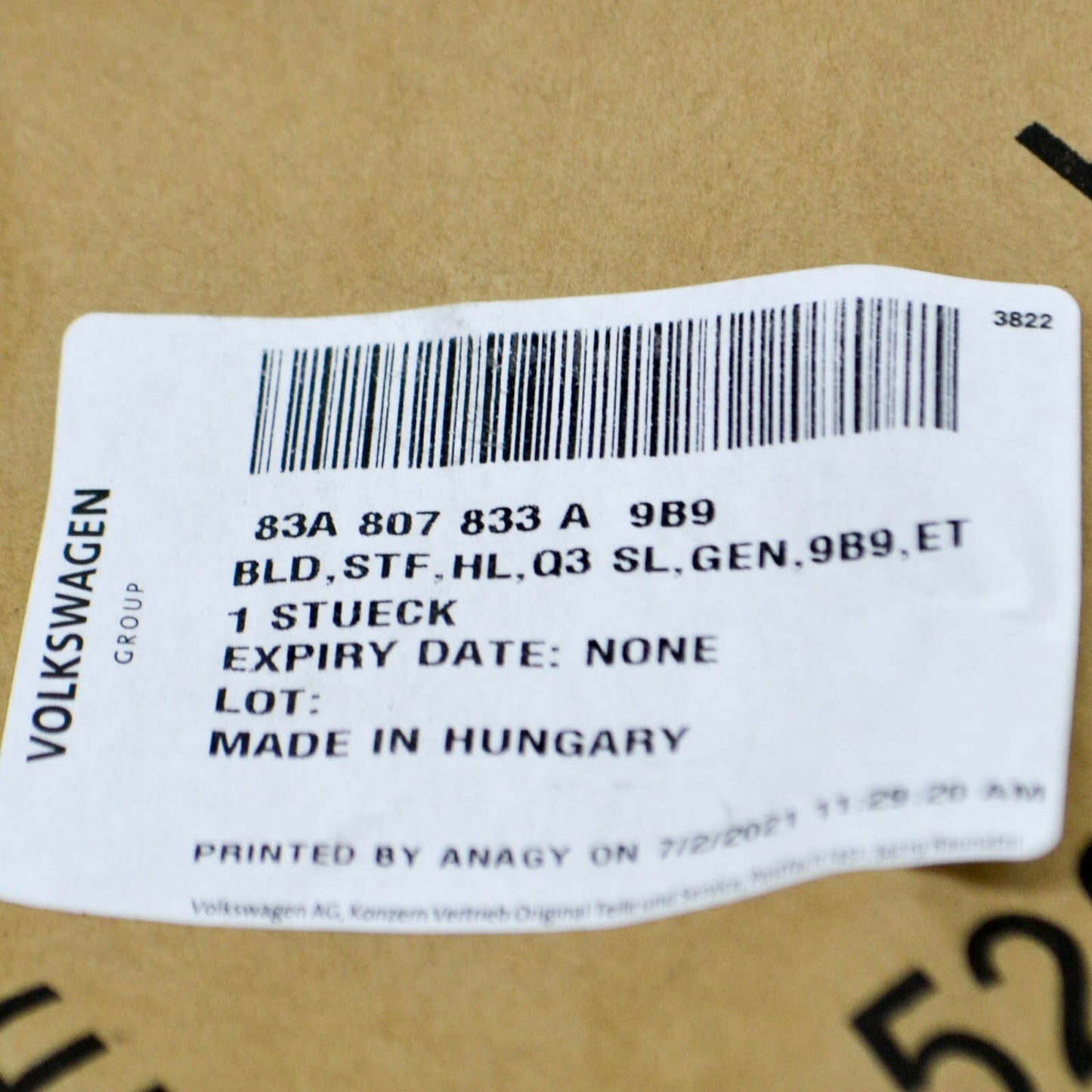 NEW AUDI Q3 F3 REAR BUMPER LOWER LEFT TRIM S-LINE 83A807833A9B9 ORIGINAL