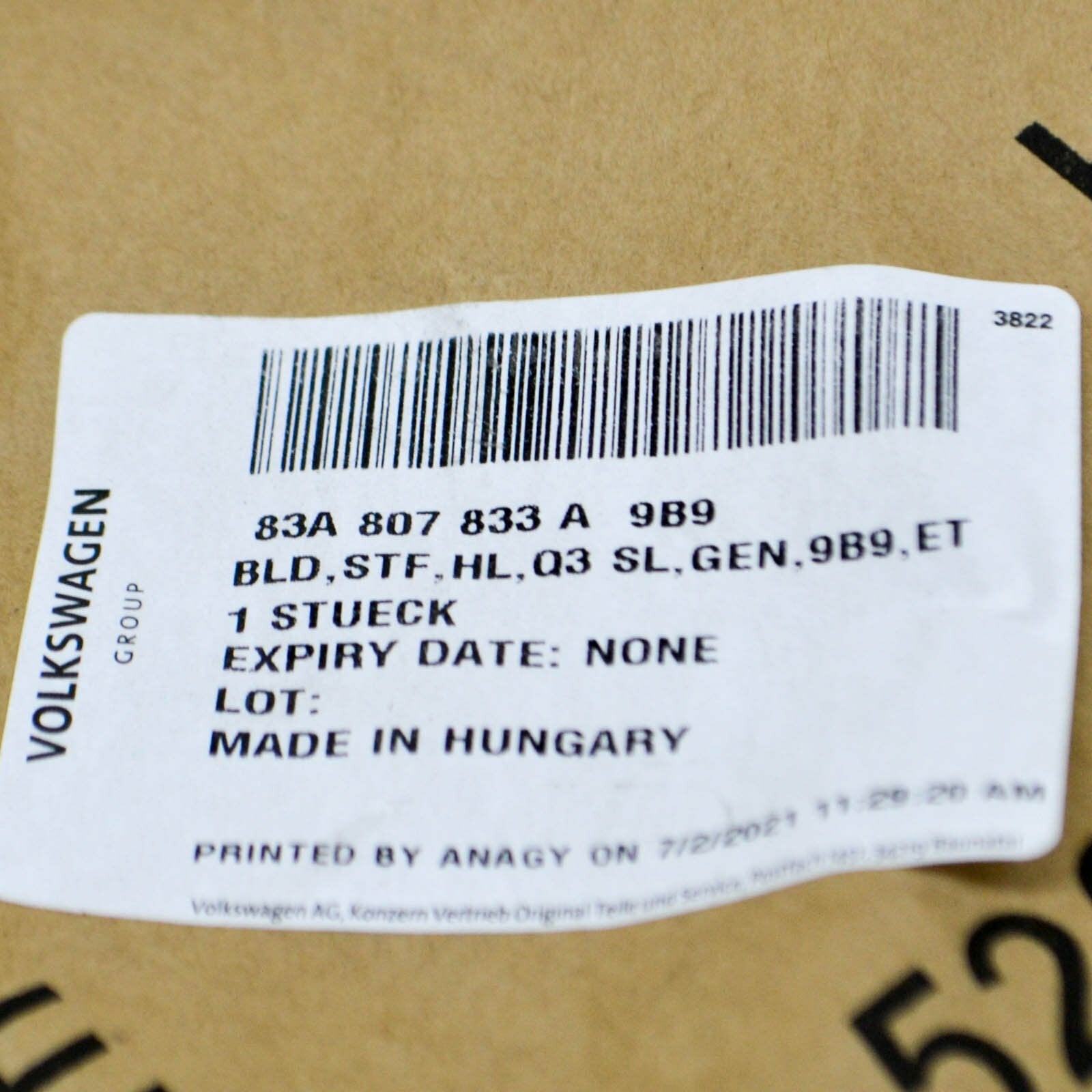 NEW AUDI Q3 F3 REAR BUMPER LOWER LEFT TRIM S-LINE 83A807833A9B9 ORIGINAL