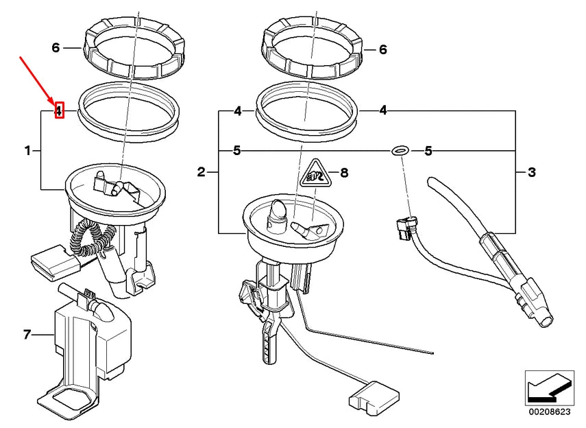 NEW BMW 3 E46 FUEL PUMP RUBBER SEAL 16111184084 ORIGINAL