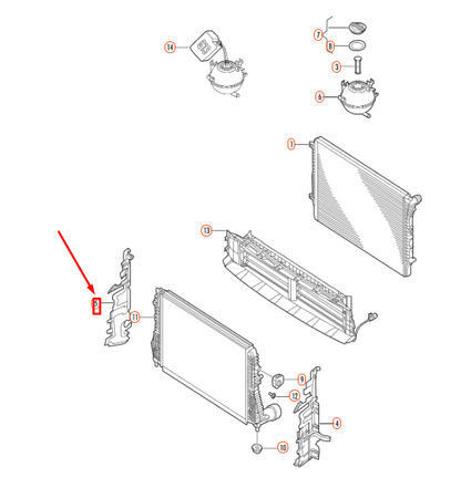 NEW VOLKSWAGEN JETTA A6 RIGHT RADIATOR AIR GUIDE 5C6121284J ORIGINAL
