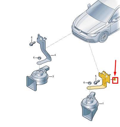 new vw golf cd mk8 high tone signal horn retainer 5h0951182b original