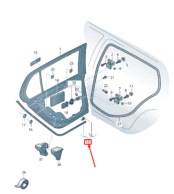 NEW VW GOLF VII 5G MK7 REAR RIGHT OUTER DOOR SEAL RUBBER 5GM839700D ORIGINAL