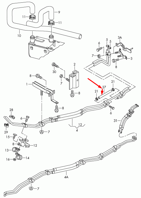 new volkswagen sharan 7m coolant hose 7m0819362ah original