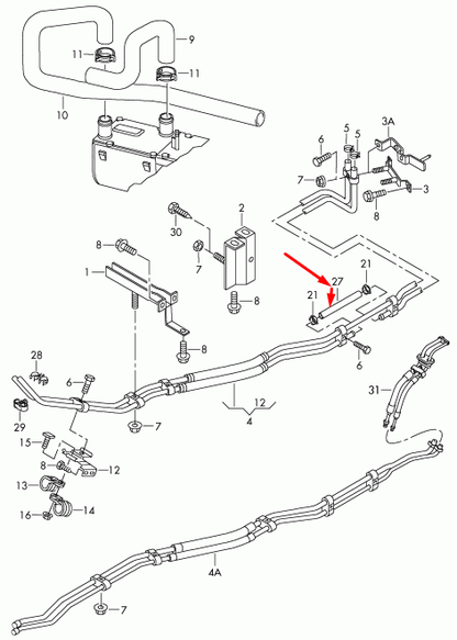 new volkswagen sharan 7m coolant hose 7m0819362ah original