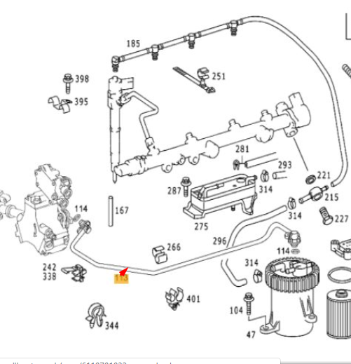 NEW MB E W210 ENGINE FUEL FILTER FEED PIPE HOSE E200 DIESEL A6110701032 ORIGINAL
