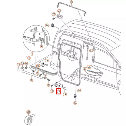 NEW VOLKSWAGEN CADDY 2K SLIDING DOOR CATCH HOLDER RIGHT 2K0843414A