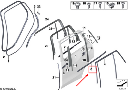 new bmw x5 g05 rear right door channel cover 51357444066 7444066 original