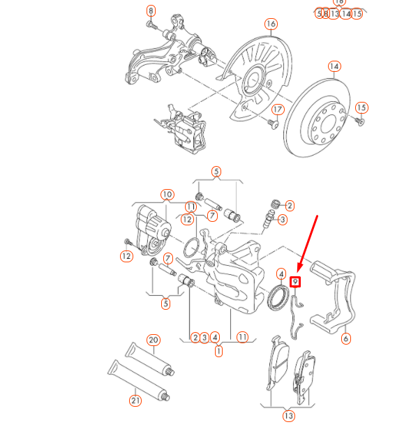 new audi a3 8v rear brake pad caliper retaining spring 8v0615269 original