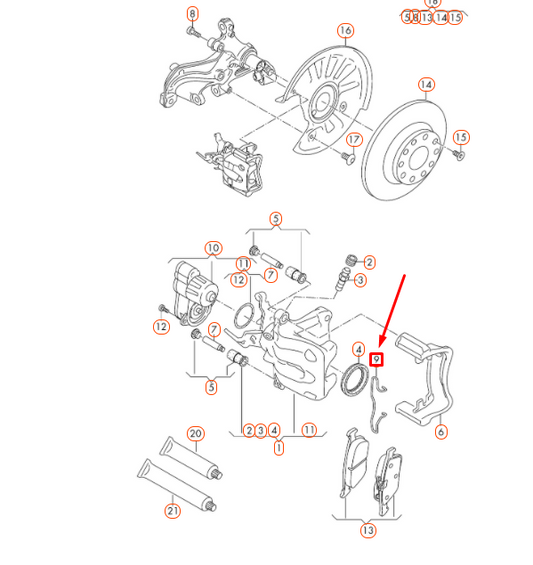 new audi a3 8v rear brake pad caliper retaining spring 8v0615269 original