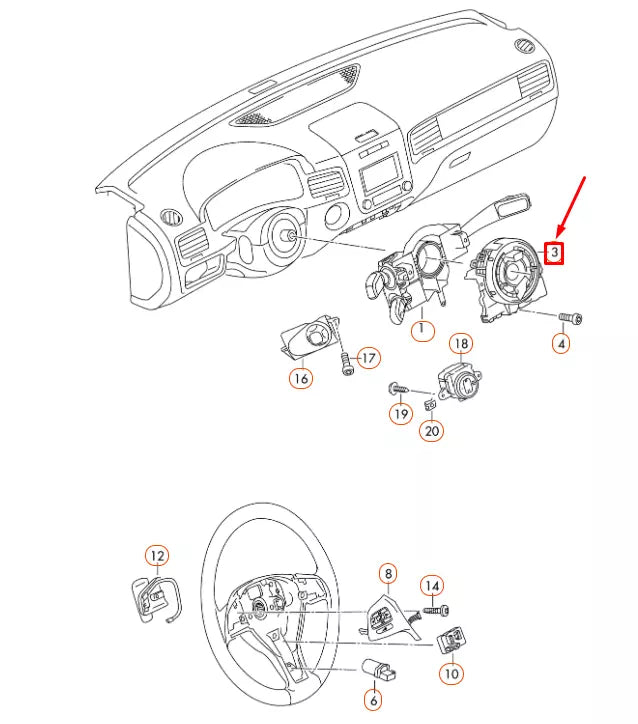 NEW VOLKSWAGEN TOUAREG 7P STEERING WHEEL COIL CLOCKSPRING 4H0953568M ORIGINAL