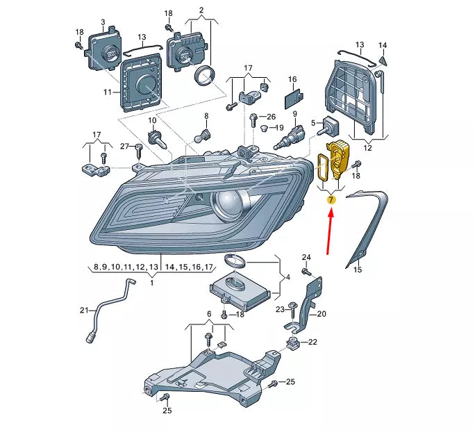 NEW AUDI Q5 8R FRONT LEFT LED LIGHT CONTROL WITH HEAT SINK 8R0941475B ORIGINAL