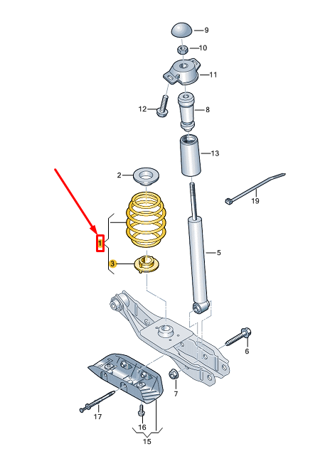 new audi q4 e-tron rear coil spring 1ea511103f original