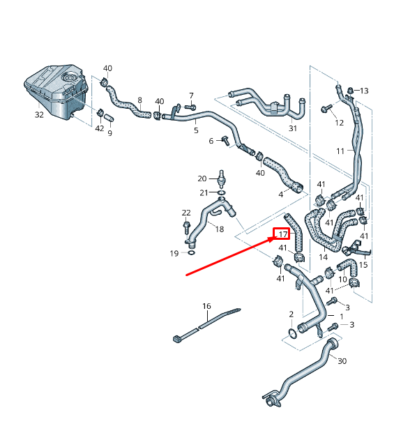 new audi q7 4l engine coolant hose 7l8121157c original