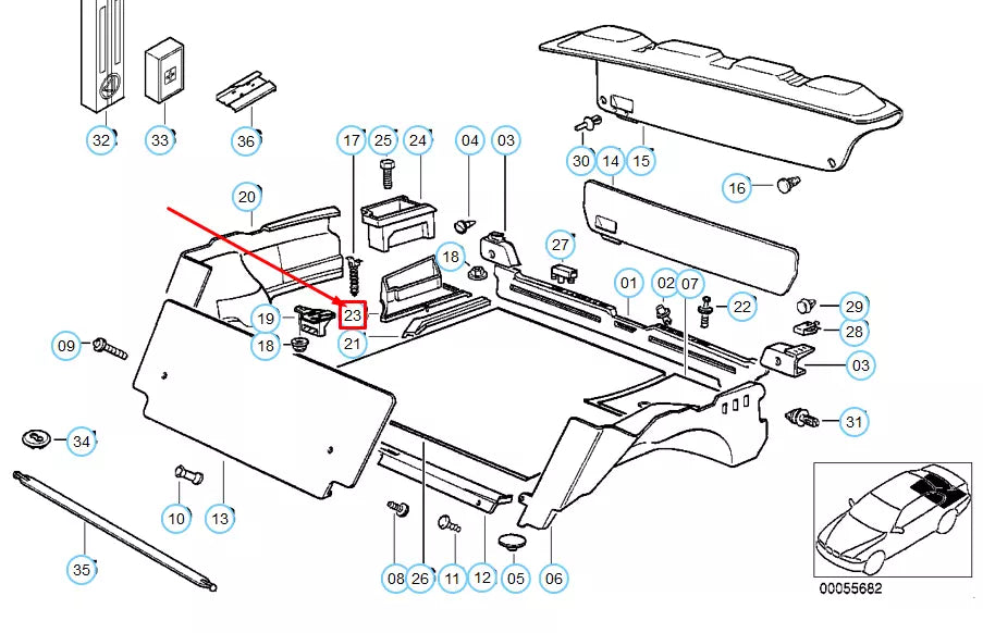 NEW BMW 3 E36 TRUNK TRIM PANEL COVER 51478132337 8132337 ORIGINAL
