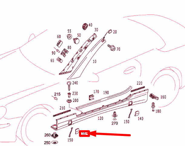 NEW MB SL R230 FRONT RIGHT ROCKER JACK TUBE COVER A23069810309960 ORIGINAL