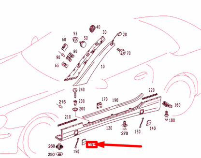 NEW MB SL R230 FRONT RIGHT ROCKER JACK TUBE COVER A23069810309960 ORIGINAL