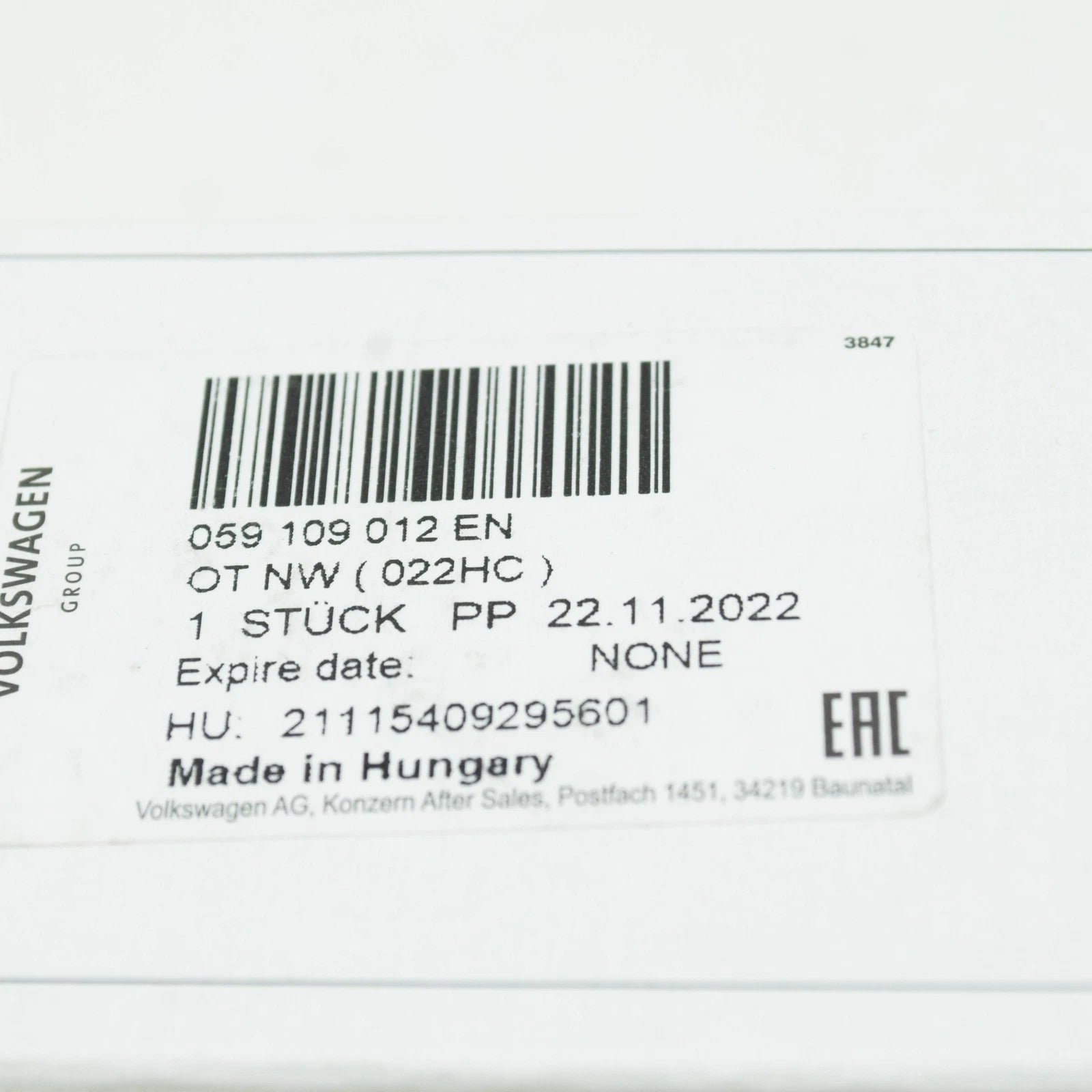 NEW AUDI Q5 FY 80A EXHAUST CAMSHAFT 059109012EN ORIGINAL