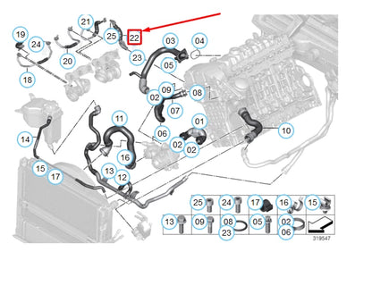 NEW BMW 3 E90 TURBOCHARGER COOLANT RETURN LINE CYLINDERS 4-6 11537558903