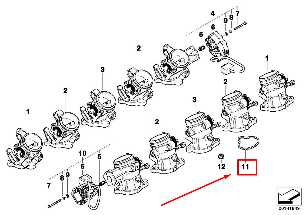 new bmw 5 touring e61 throttle body mounting gasket 13547834023 7834023 original