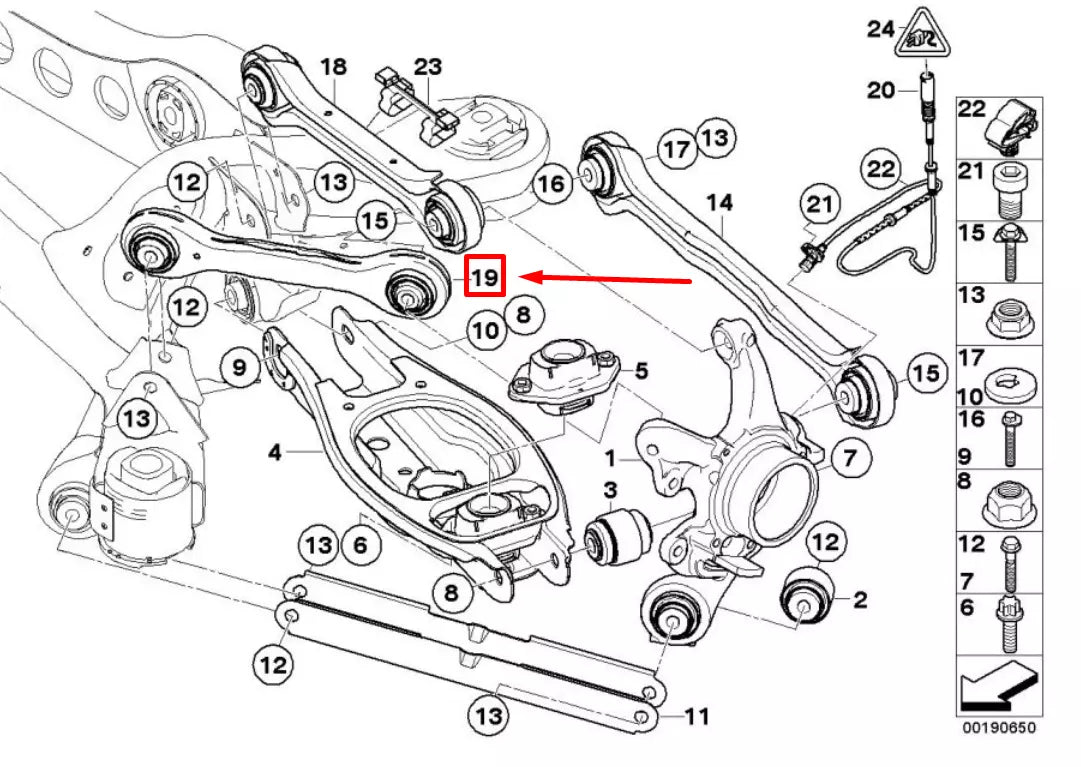 NEW BMW 3 E90 REAR LEFT CONTROL ARM 33322406289 2406289 ORIGINAL