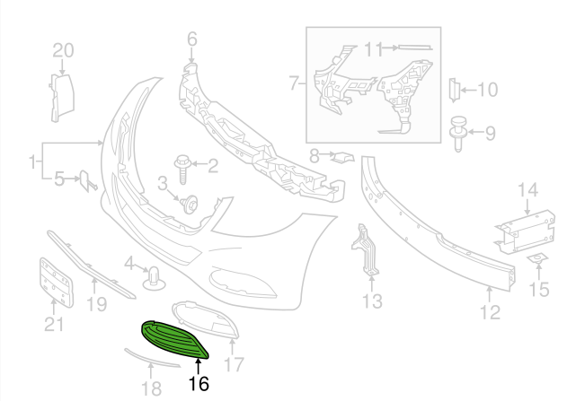 NEW MERCEDES-BENZ S-CLASS W222 FRONT BUMPER RIGHT GRILLE A2228850324 ORIGINAL