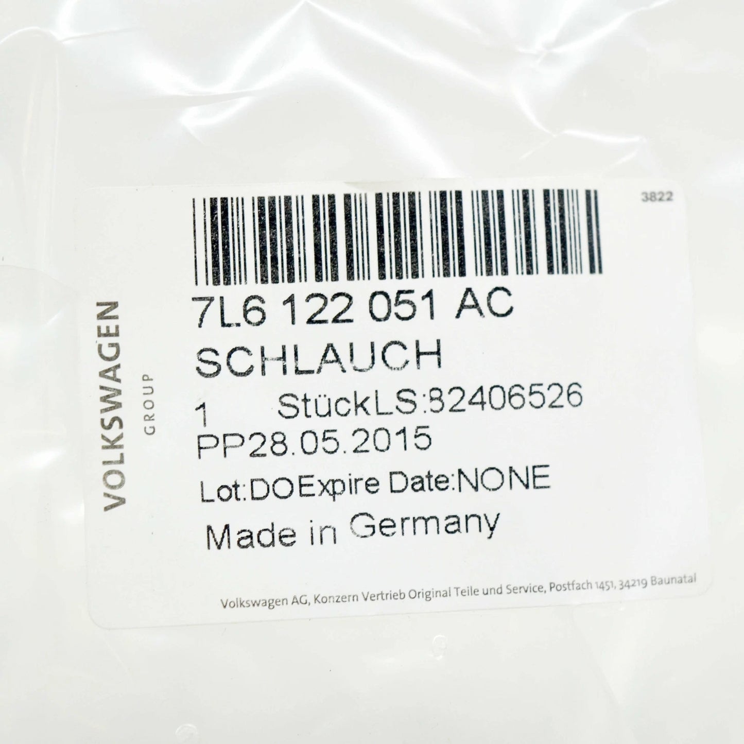 NEW AUDI Q7 4L COOLANT HOSE PIPE 7L6122051AC 2015