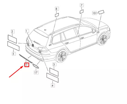 NEW VOLKSWAGEN GOLF MK7 VARIANT REAR BUMPER CENTER TRIM 5G9853333A9B9 ORIGINAL