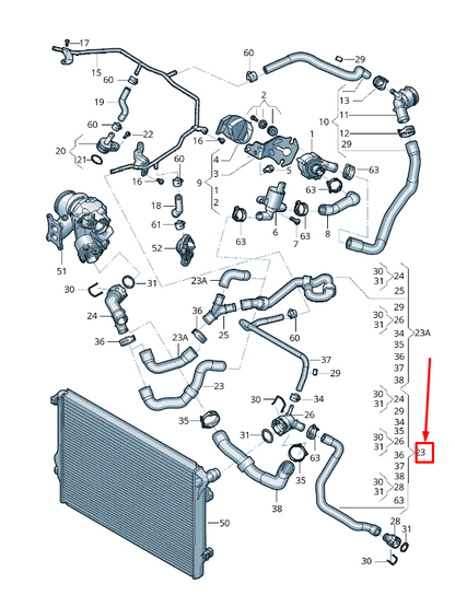 new vw tiguan ad coolant hose with quick release coupling 5qf122101bh original