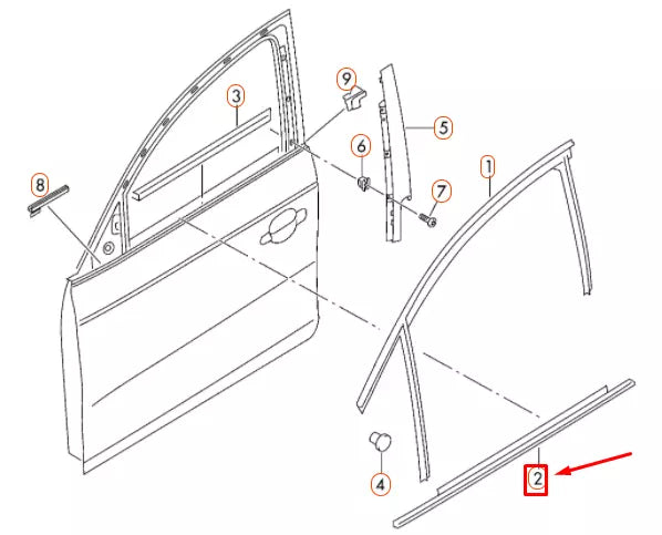 NEW AUDI A4 B8 FRONT RIGHT OUTER WINDOW APERTURE SEAL 8K0837478F ORIGINAL
