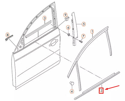 NEW AUDI A4 B8 FRONT RIGHT OUTER WINDOW APERTURE SEAL 8K0837478F ORIGINAL