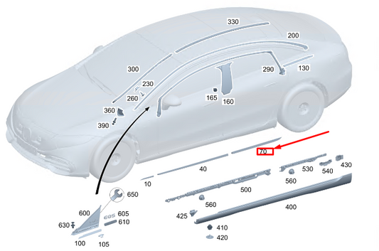 new mercedes-benz eqs v297 rear left door trim strip a2976902301 original