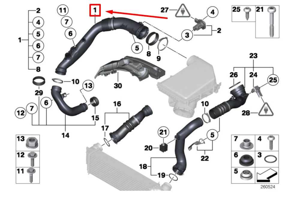 NEW BMW 6 COUPE F13 ENGINE AIR INTAKE HOSE 13717605585 7605585 ORIGINAL