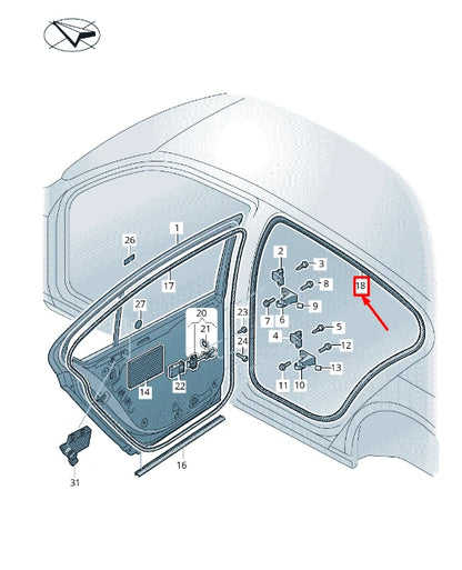 NEW VW PASSAT B8 REAR RIGHT DOOR SEAL RUBBER 3G5867914L5AP ORIGINAL