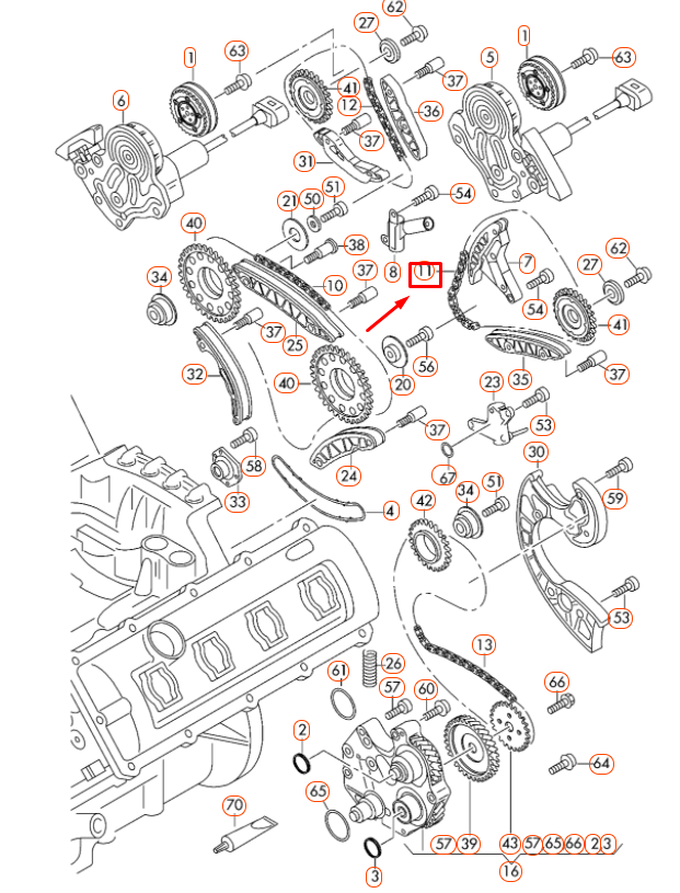 new audi a4 b7 left camshaft timing chain 079109229k original