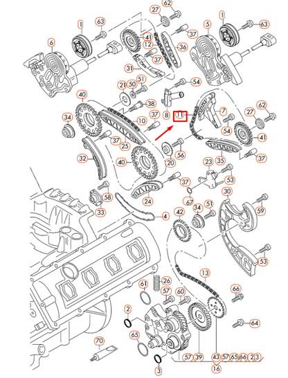 new audi a4 b7 left camshaft timing chain 079109229k original