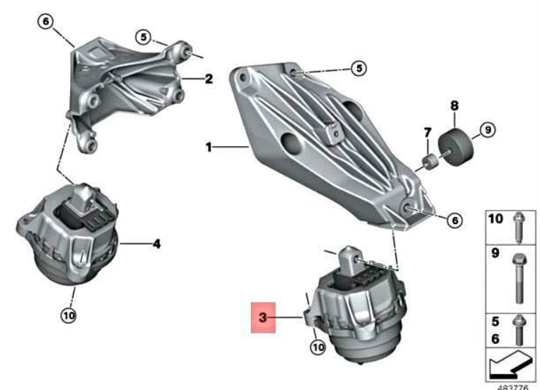 NEW BMW 5 G30 LEFT SIDE ENGINE MOUNT 22116860471 ORIGINAL