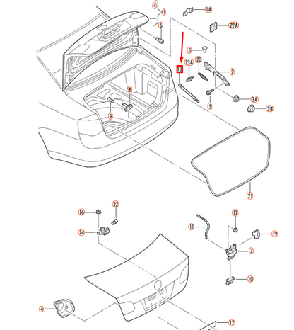 NEW VOLKSWAGEN JETTA A5 REAR LID GAS FILLED STRUT 1K5827550C ORIGINAL