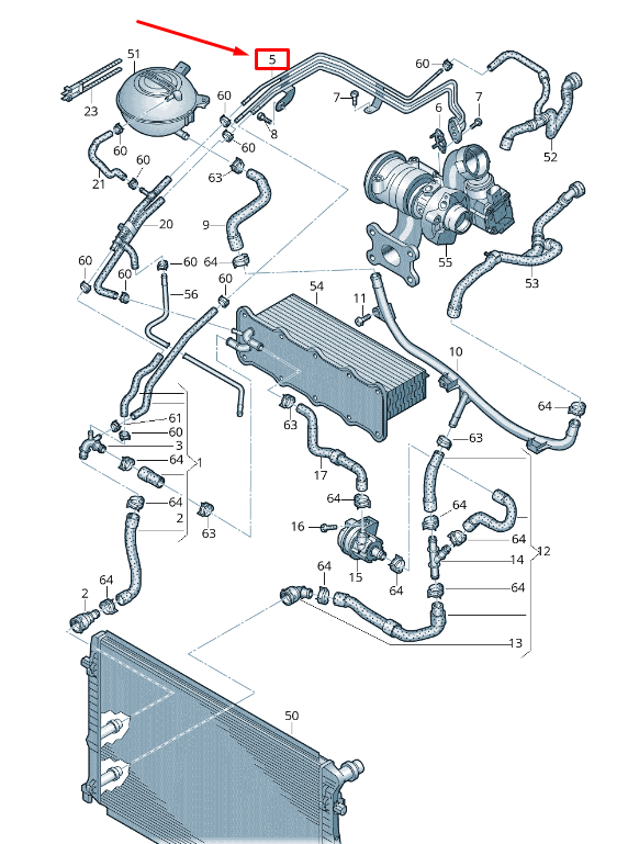 new audi a3 sportback 8v engine coolant pipe 04e121497h original