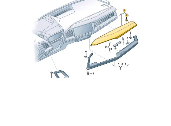 NEW AUDI Q4 E-TRON FRONT RIGHT DASH TRIM 89B857200E8HO LHD ORIGINAL