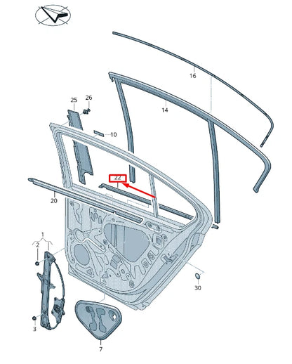 NEW VW PASSAT B8 3G REAR LEFT OUTER WINDOW APERTURE SEAL 3G5839475NVNH ORIGINAL